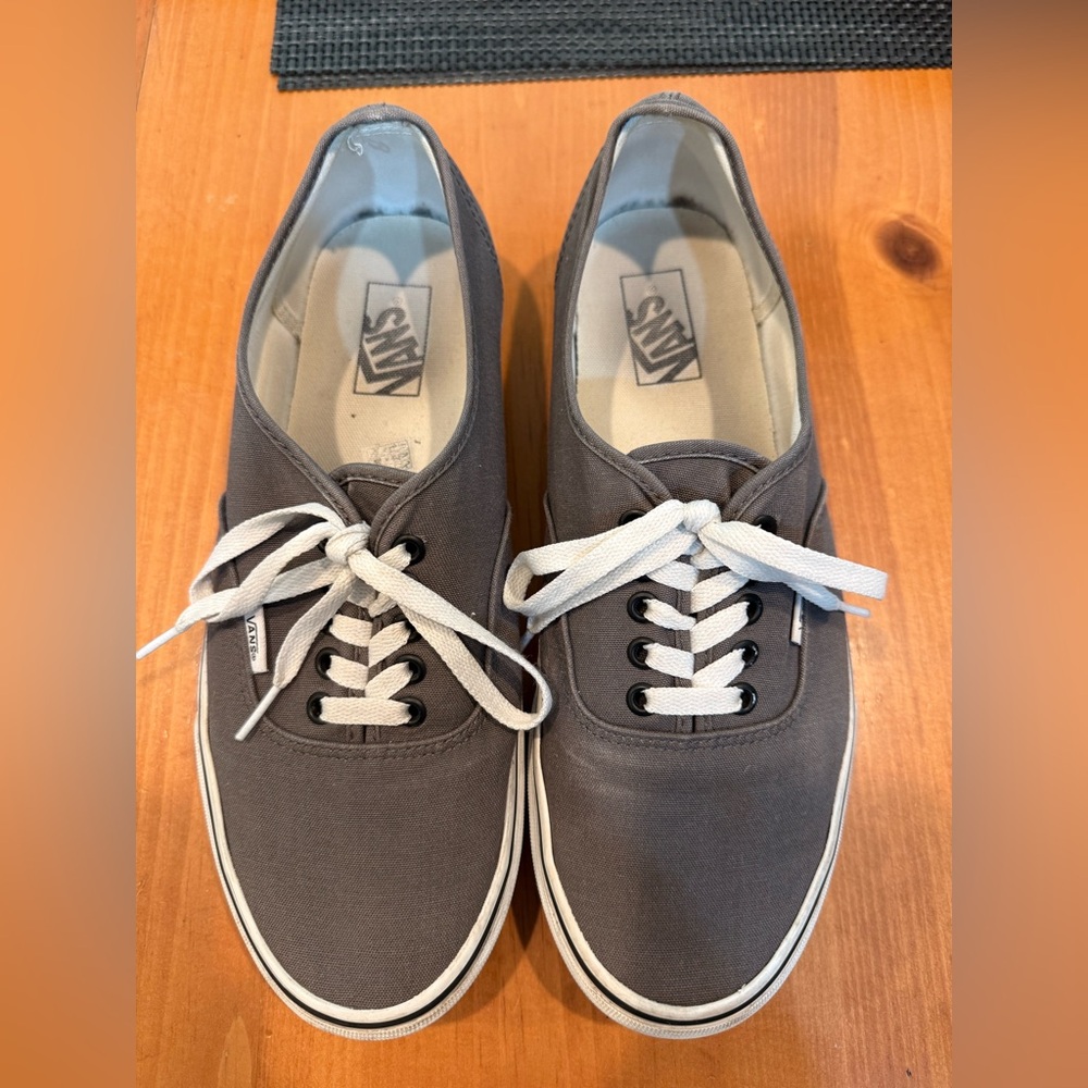 Vans Gray Low-Top Canvas Sneakers with White Laces